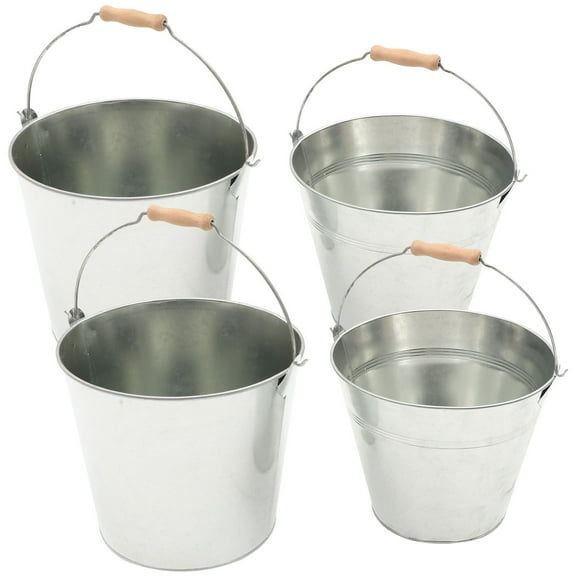 Raindrops Silver Iron Fireplace Ash Bucket for Storage with Large Capacity and Fine Workmanship Suitable for Fireplace and Grill