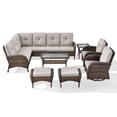 thumbnail image 2 of POCASSY L Shaped Patio Furniture Set, 8 Pieces Outdoor Conversation Set with Ottoman Brown Wicker Patio Sectional Sofa for Deck Garden in Beige, 2 of 20