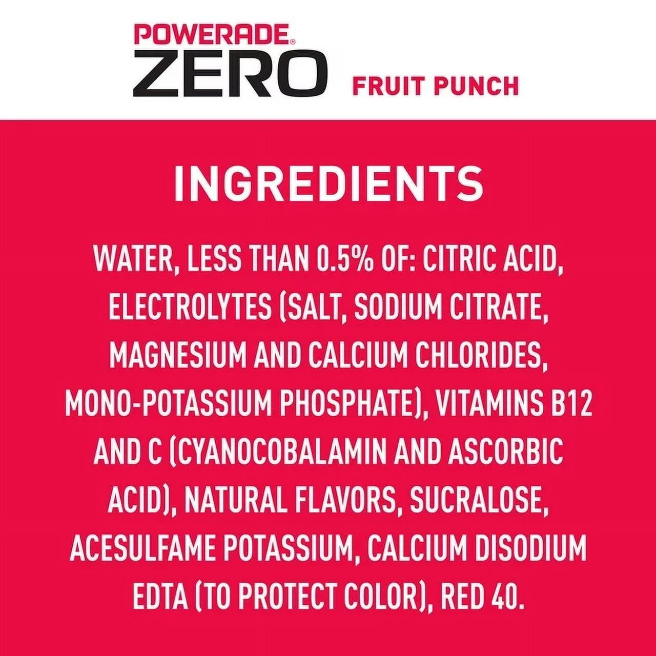 POWERADE Zero Red Fruit Punch, 20 Oz Bottle