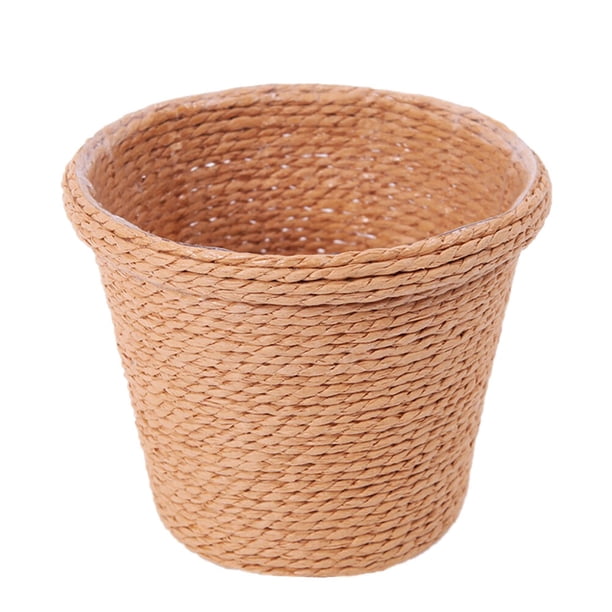 unbranded 1Ud Macetero De Paja Natural Para Interior Con Bolsa Plástica Y Uso Multifuncional Khaki