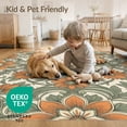 thumbnail image 4 of ODIKA Bathroom Symmetrical Flower Motif Muted Transitional Vintage Pet Friendly & Kids Safe Play for Playroom, Bedroom, Reading Nook, 4 of 7