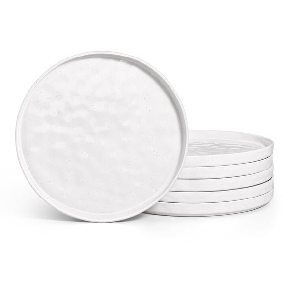 Vesteel Stoneware Dinner Plates Set of 6, 10” Ceramic Salad Plates, Water Ripple Design Dinnerware for Home Restaurant, Microwave & Dishwasher Safe