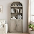 thumbnail image 3 of Acekid 5 Shelf Bookcase with Doors, 71.65" Arched Farmhouse Bookshelf, Storage Cabinet for Home Office, Living Room, Grey, 3 of 7