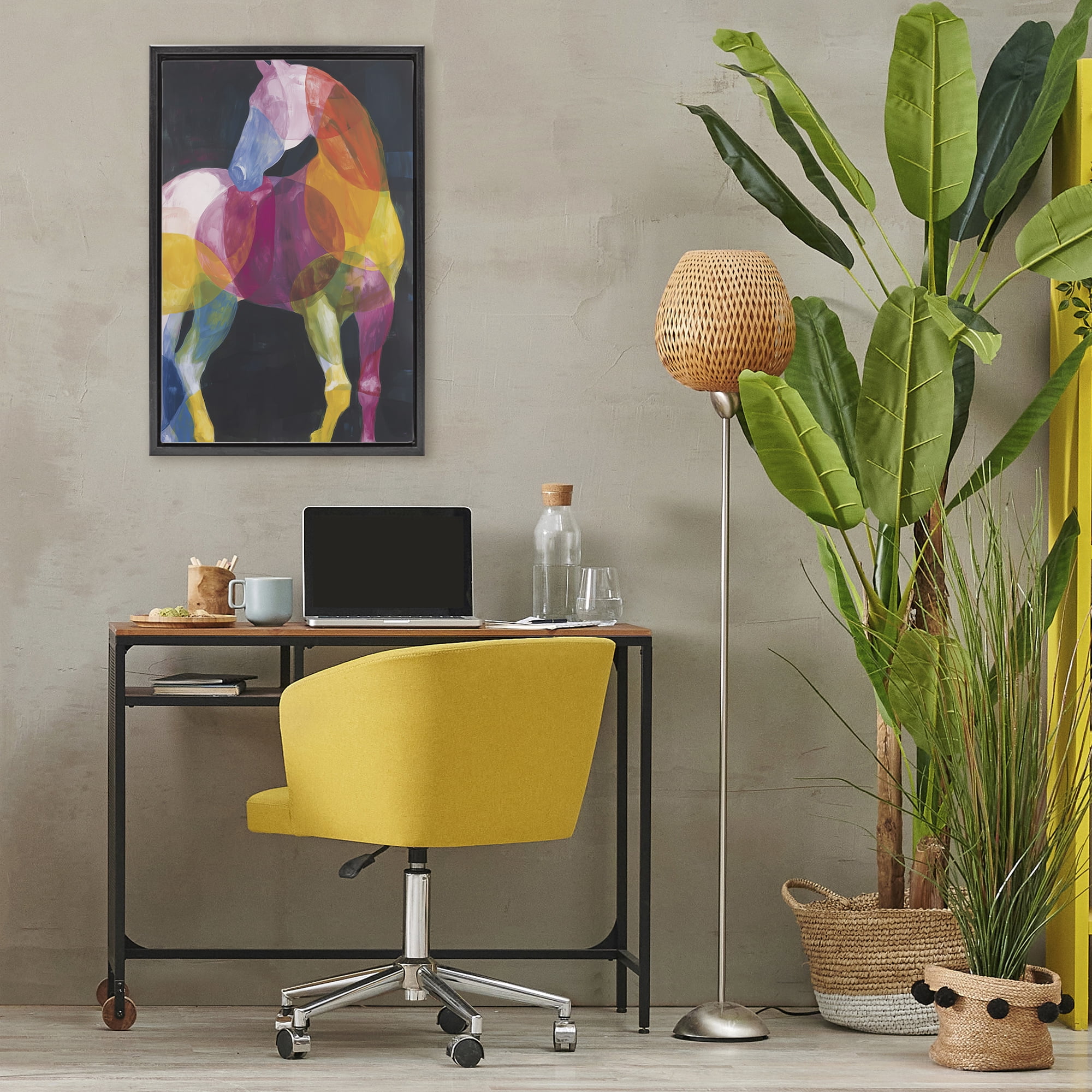 Stupell Industries Prism Horse Abstraction Black Framed Floater Canvas Wall Art, design by Chromatic Storm Studio