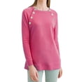 thumbnail image 1 of Manga Larga Sudadera con Capucha para Mujer Cuello Redondo Color Puro Top para Mujer con Botones de Metal para Vacaciones Viajes Compras Escuela Oficina Rosa Rojo XL, 1 of 6