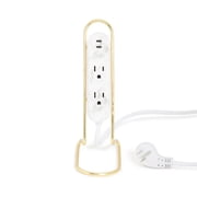 U Brands Mini Vertical Power Dock with USB-C Ports, 6ft Woven Cord, Marble Pattern