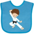 thumbnail image 3 of Inktastic Karate Boy, Cute Boy, Black Belt, Brown Hair Boys Baby Bib, 3 of 4
