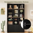 thumbnail image 6 of IRONCK 71" Tall Narrow Bookcase with Adjustable Shelves, 5 Tier Cube Bookshelf with 1 Door Storage Cabinet, Black, 6 of 8