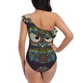 thumbnail image 5 of Haiem Boho Owl Women's One Piece Swimsuits Tummy Control One Shoulder Bathing Suits Ruffle Swimwear-Large, 5 of 8
