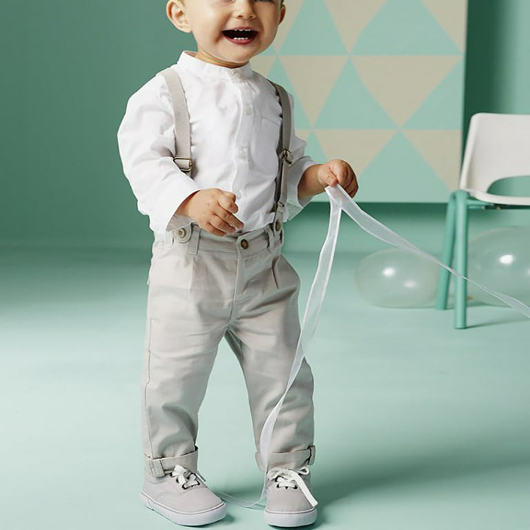 Maxcozy Kids Baby Boys Gentleman Outfit Set Shirt Tops + Suspender Pants  Overalls Clothing 0-1 Years