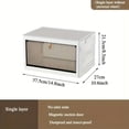 thumbnail image 4 of 1pc 3 Tier Clear Stackable Shoe Display Box with Wheels - Large Collapsible White PP Plastic Organizer for Snacks, Quilts, and Bedroom Accessories, 4 of 4