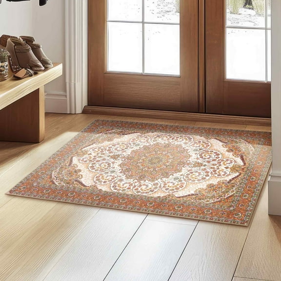 My Magic Carpet 3'x5' Machine Washable Non-Slip Kitchen Entryway Area Rug - Zahara Amber