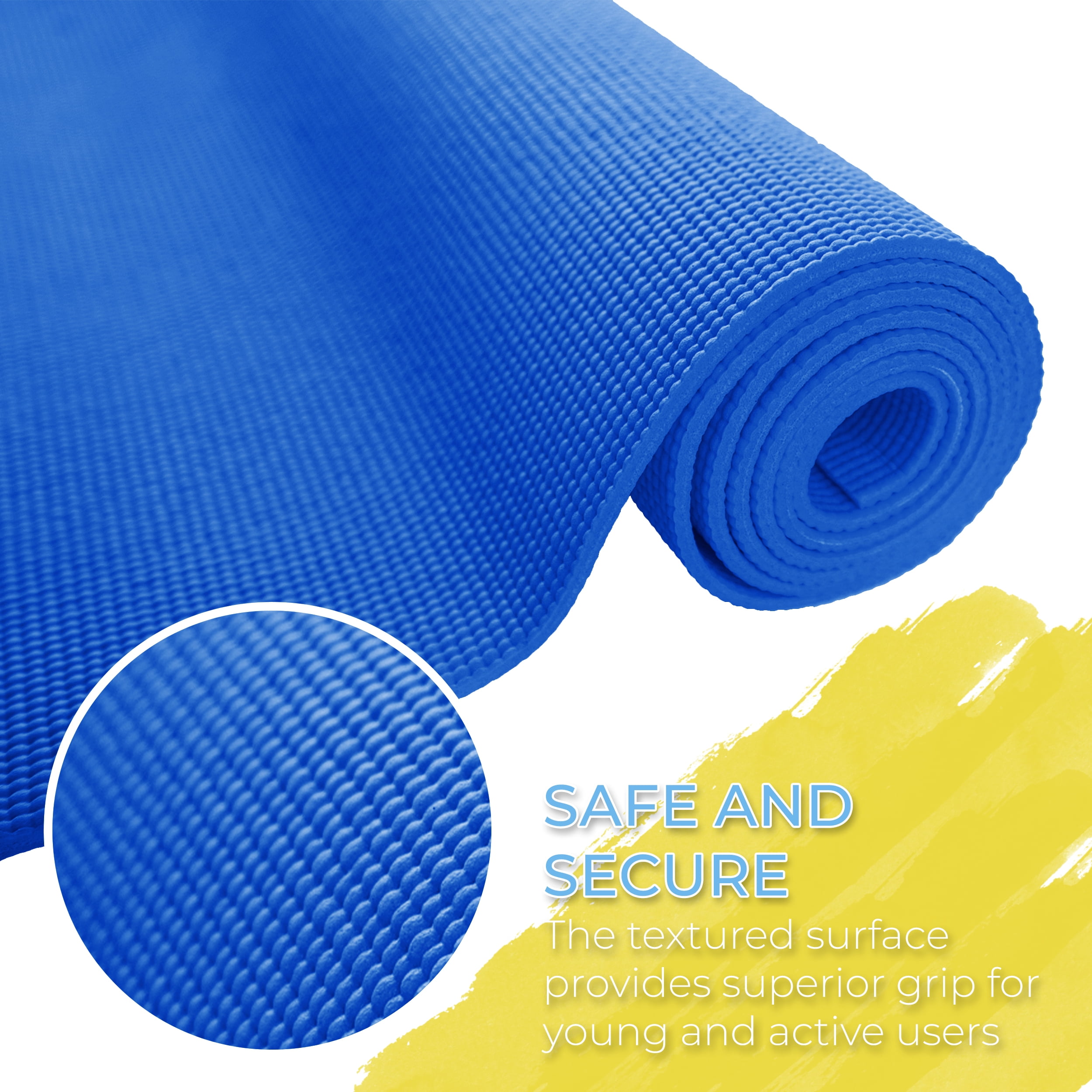 Hello Fit Kids Short Yoga Mat, Non-Toxic Bulk Exercise Mats, Non-Slip, 10 Pack, Dark Blue