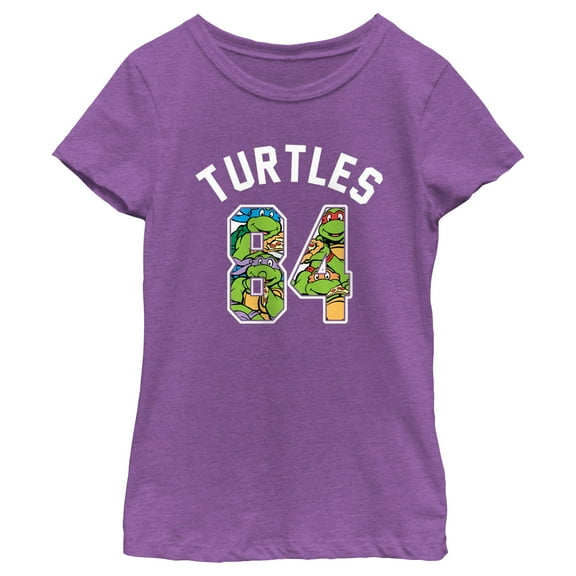Girl's Teenage Mutant Ninja Turtles 84 Turtles  Graphic Tee Purple Berry Large