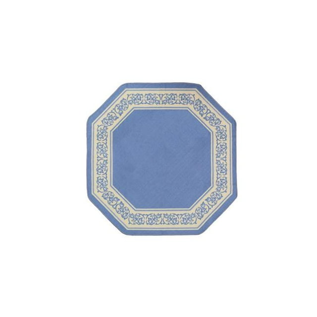 Madison Industries FLO-54X54-BL 54 x 54 in. Floral Border Octagon Accent Rug - Blue