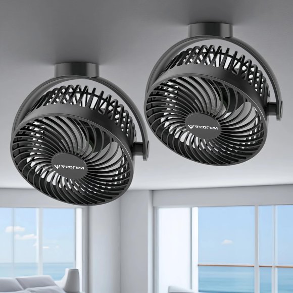 Ventilador MAGOLFIN magnético de 6" con batería, paquete de 2