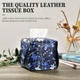 thumbnail image 4 of Blue Floral Pattern on Dark Tissue Box Cover Leather Square Rectangle Tissue Box Holder for Bathroom Living Room Desk Office Decor, 4 of 7