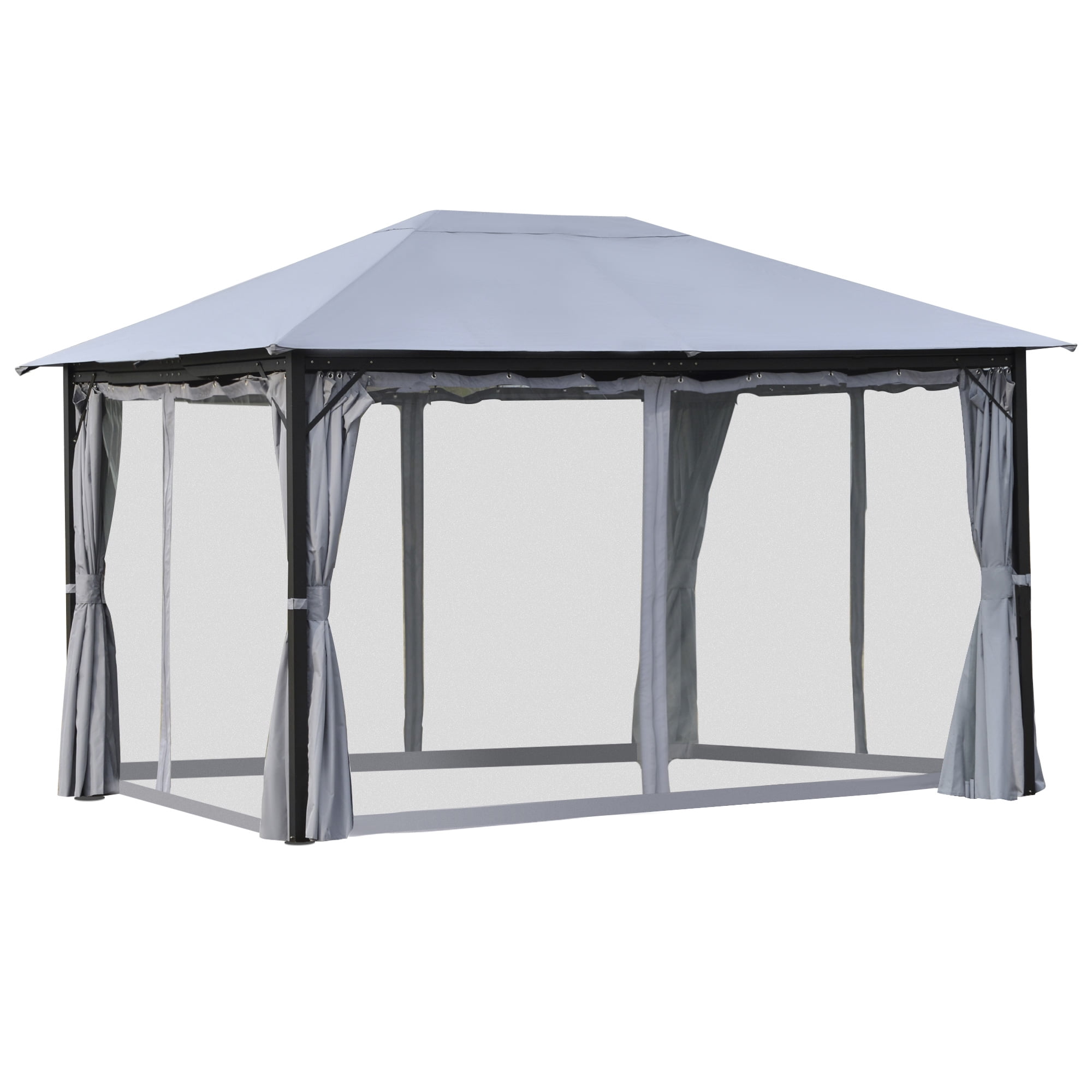 Outsunny 13' x 10' Steel Outdoor Patio Gazebo Pavilion Canopy Tent with Curtains 