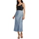 thumbnail image 2 of Faldas Maxi de Satén para Mujeres INSPIRE CHIC, Cintura Alta Elástica, Con Abertura Lateral, Elegantes para Fiestas y Bodas, Falda Larga Fluyente XL Azul Gris, 2 of 6