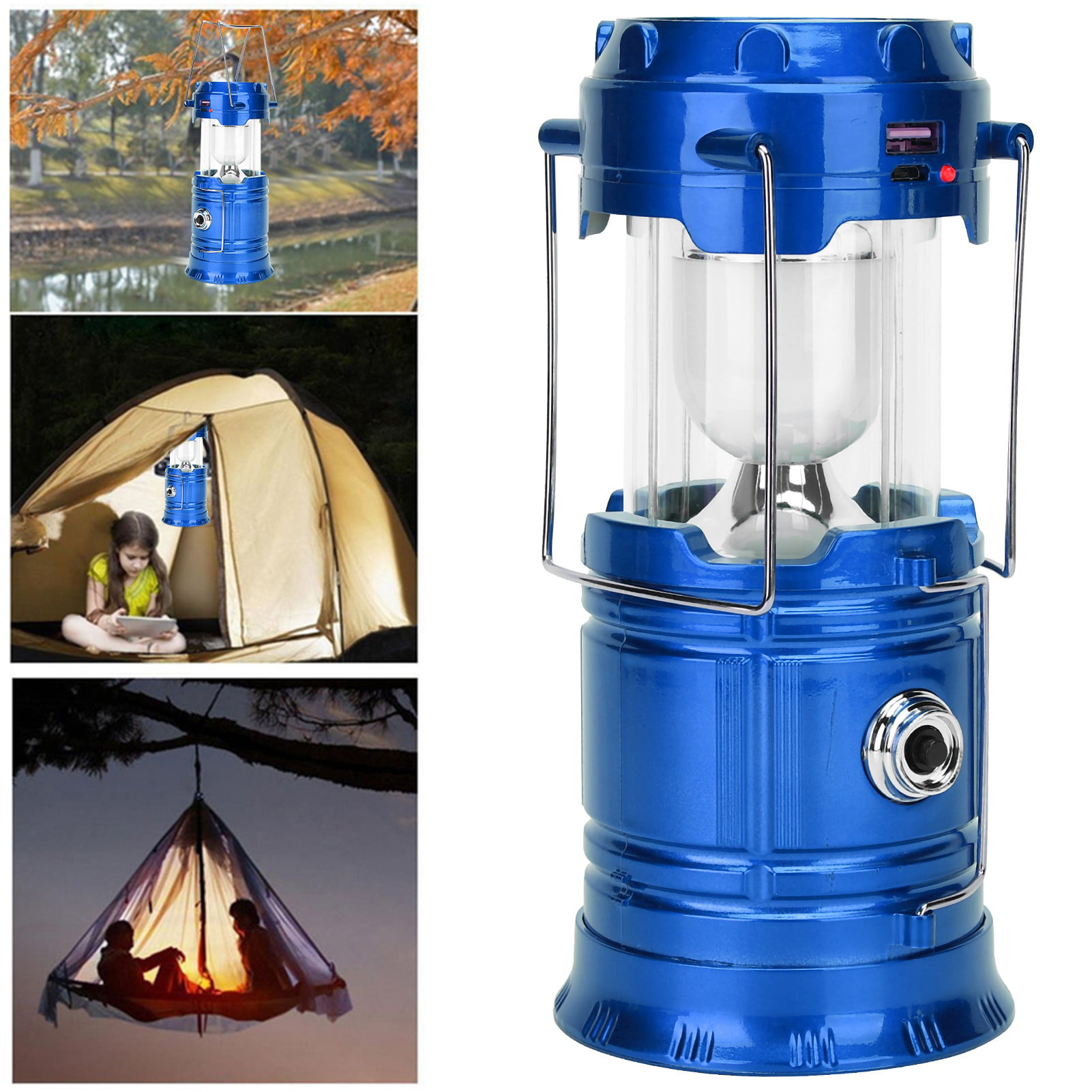 Rechargeable LED Camping Hiking Tent Light Portable Solar Lantern Torch US STOCK 