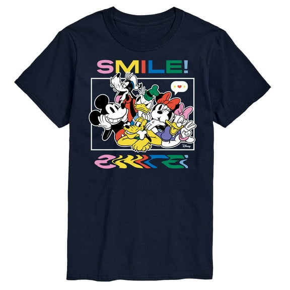Disney - Mickey, Pluto, Minnie, Donald Duck, Goofy & Daisy - Crowded Photo - Men's Short Sleeve Graphic T-Shirt