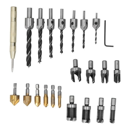 

Big sale 23 Pcs Woodworking Chamfer Drilling Tool High Speed Steel Wear Resistant Countersink Drill Bit Set for Machining