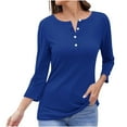 thumbnail image 1 of Timegard Tops for Women Long Sleeve Notched V-Neck Button Shirts Solid Color Fall Casual Loose Comfy Tops, 1 of 5