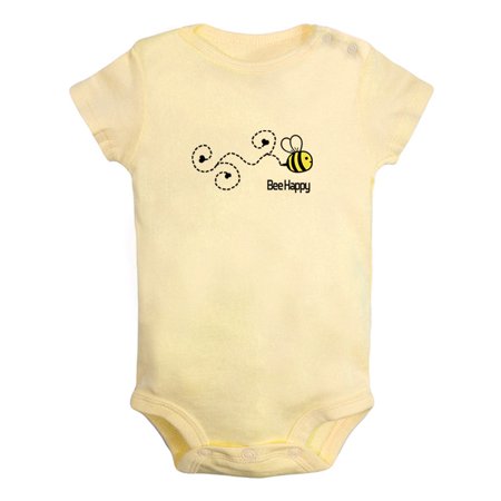 

Bee Be Happy Funny Rompers For Babies Newborn Baby Unisex Bodysuits Infant Jumpsuits Toddler 0-12 Months Kids One-Piece Oufits (Yellow 0-6 Months)