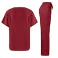 thumbnail image 4 of Scrubs for Women Set Pocket Top & Drawstring Jogger Scrub Pants Stretch Nursing Scrubs Set Uniform Wine S, 4 of 4