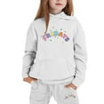 thumbnail image 4 of TOOYOU Girls 2 Pieces Sweatsuits Outfits Letter Printing Pullover Hoodie Tops And Sweatpants Tracksuit Set Fashion Casual Clothing Set White Size 6-7 Years, 4 of 4