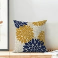 thumbnail image 3 of Mustard Yellow Navy Blue Pillow Covers 18x18 Inch Set of 2 White Dahlia Floral Decor Throw Pillows Summer Modern Geometry Flower Outdoor Decorative Cushion Cases for Sofa Couch Bed Decorations, 3 of 6