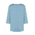 thumbnail image 4 of Dasayo 3/4 Sleeve Tops for Women Blue Business Casual Dressy Buttons Striped Blouses Shirts for Women XXL, 4 of 5