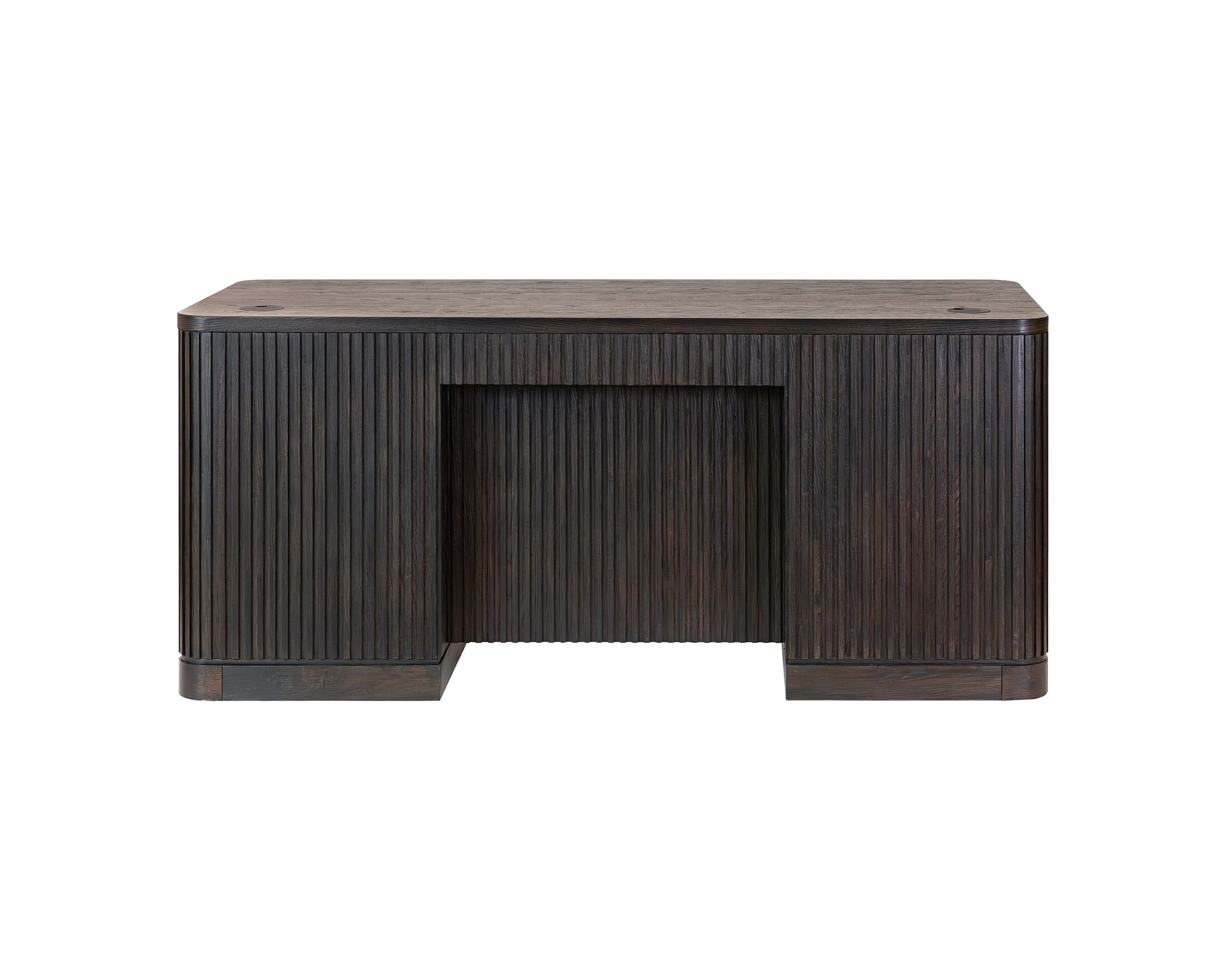 Contemporary Double Pedestal Wood Desk Office Writing Table Brown