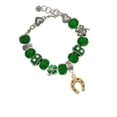 thumbnail image 2 of Delight Jewelry Goldtone Horseshoe - Green Irish Luck Bead Charm Bracelet, 7.5", 2 of 4