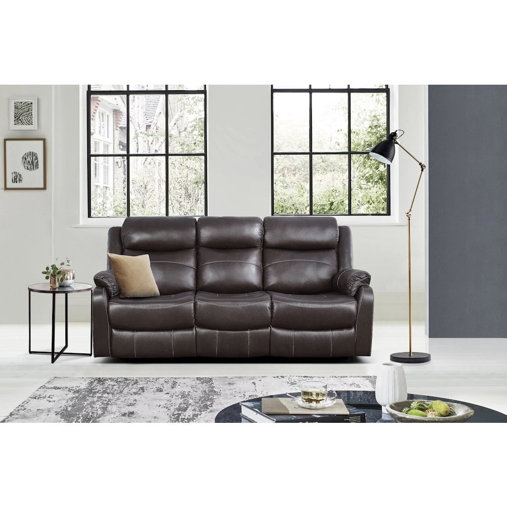Lexicon Yerba Double Reclining Sofa with Drop-Down Cup Holders in Dark Brown