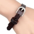 thumbnail image 2 of Pulsera de cuero para hombre, pulsera de cuero de acero inoxidable, brazalete, brazalete, cuerda marrón, 2 of 9