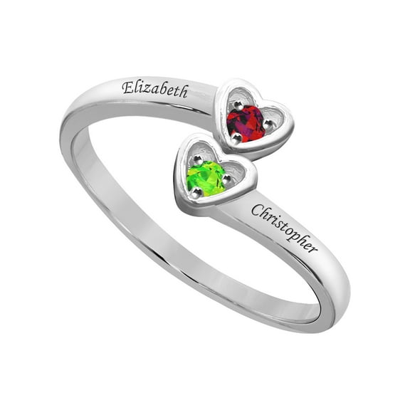 Personalized Laser Engraved Family Ring with Up to Two Birthstones