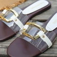 thumbnail image 6 of Roncen Women's Clear Flat Sandals Dressy Cute Sparkly Summer Vacation Slide Shoes, 6 of 7