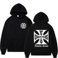thumbnail image 2 of Sudadera con capucha para hombre, ropa de calle de gran tamaño con logotipo de la Cruz de Hierro, color negro, Unisex, 2 of 4