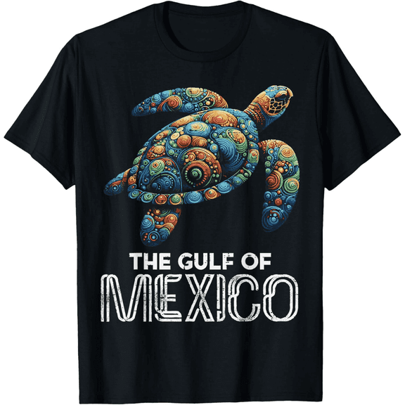 The Gulf Of Mexico Turtle Colorful Mexican Mens T-Shirt100% cotton