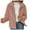 Pink, variant on Fesfesfes Womens Coats Spring And Winter New Striped Plush Cardigan Short Coat