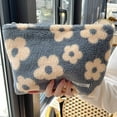 thumbnail image 3 of Plush Trendy Cosmetic Pouch with Zipper Cute Floral (Orange), 3 of 7