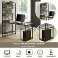 thumbnail image 3 of SEGMART Computer Desk, Office Desk with 5 Tier Shelves, Computer Desks for Home, Modern Corner Desks for Home Office with Sturdy X Shape Metal Frame, Writing Desk with Hutch, Holds 220LBS, Black, H73, 3 of 8