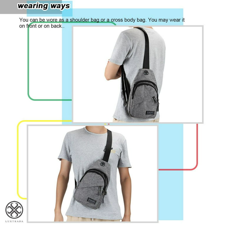 Men's Crossbody Backpack, Chest Shoulder Cross Body Bag, Travel