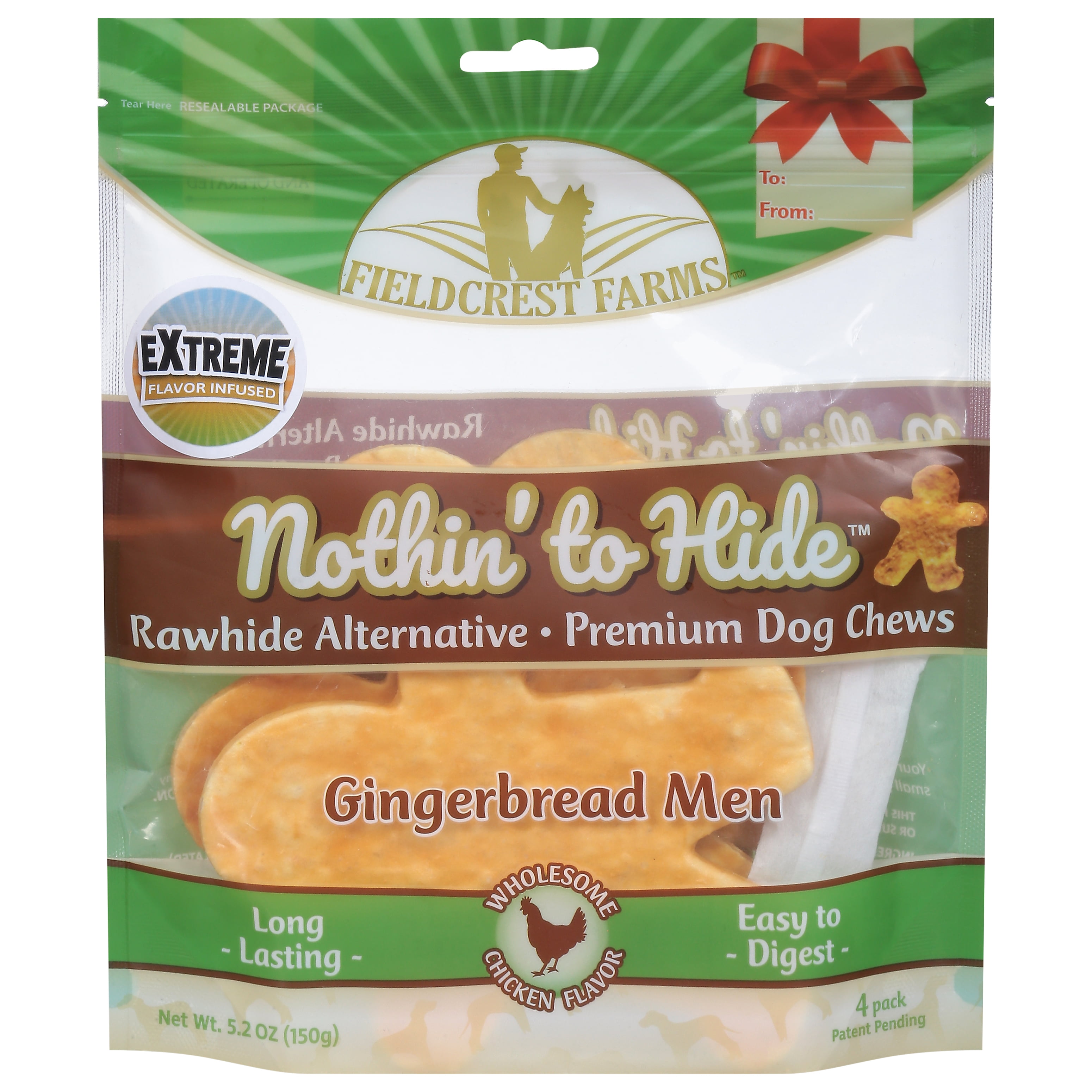 Fieldcrest Farms Nothin To Hide Gingerbread Man Chicken Dog Treats Chicken 1ea/4 pk