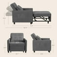 thumbnail image 3 of Chair Bed, Lofka Convertible Sleeper Chair with Adjustable Backrest, Small Couch for Bedroom, Dark Gray, 3 of 14