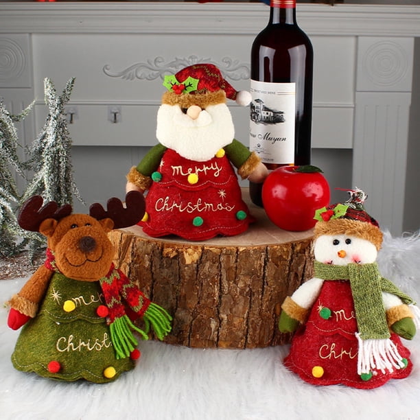 Bolsas de regalo navideñas con cremallera - Bolsitas de lino para regalos y caramelos navideños, 19x29cm (7,5x11,5in) - Decoraciones de muñeco de nieve de Papá Noel