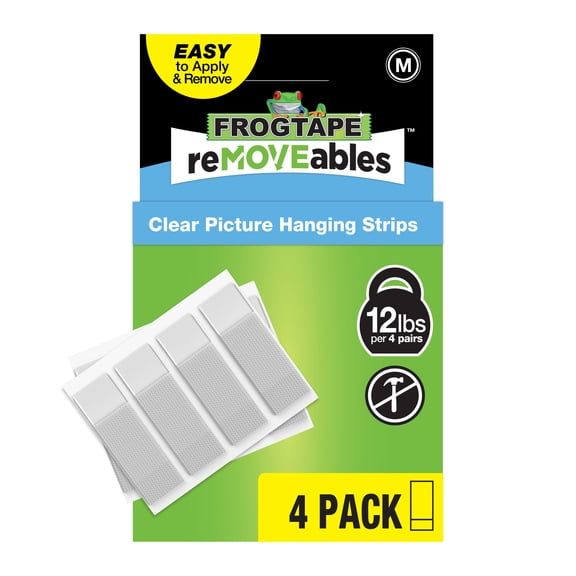 FrogTape reMOVEables Medium Clear Picture Hanging Strips, 4 Pairs