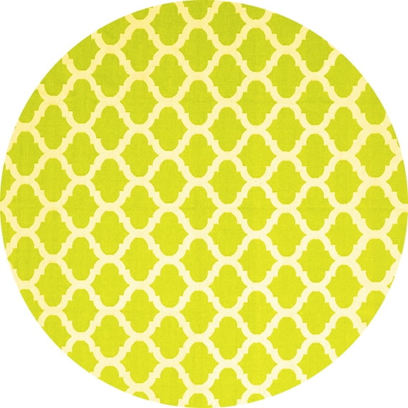 Ahgly Company Machine Washable Indoor Round Trellis Yellow Modern Area Rugs, 5' Round