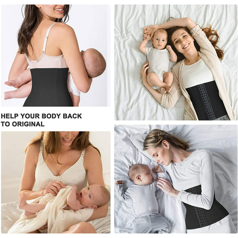 Loday Women Tummy Control Postpartum Recovery Belt Shapewear Maternity Belly  Band Waist Trainer Corset Seamless Girdle(Black, S) 